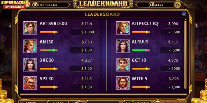 A leaderboard screenshot showing player rankings during a live slot tournament